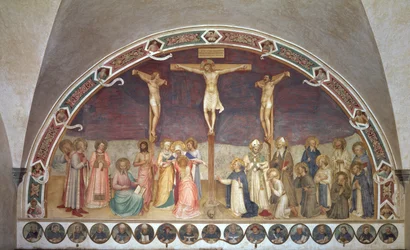 Korsfästelsen, med SS. Cosmas, Damian, Francis och Bernard, 1442